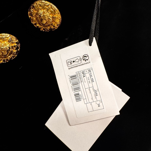Balmain Velvet Black Crop Top with Gold Buttons - Picture 5 of 11